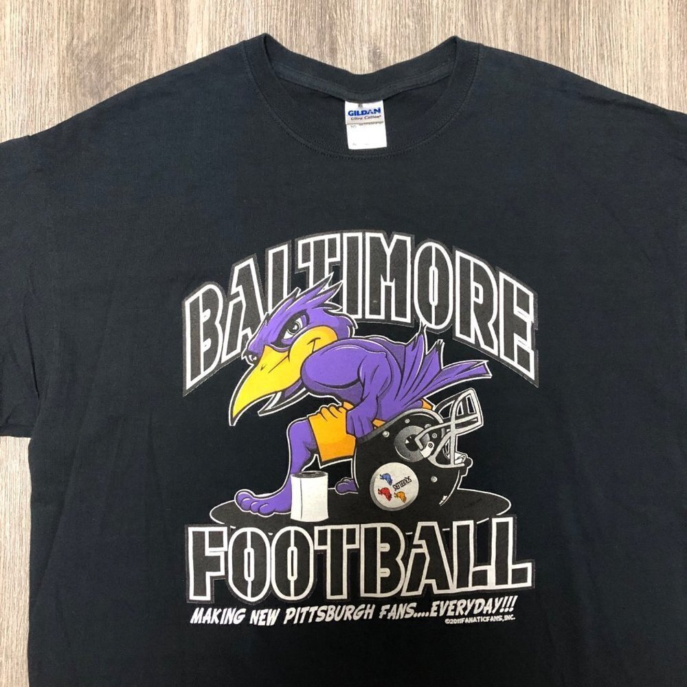Baltimore Ravens Football Short Sleeve Black T Shirt Size XL NFL Y2K 2011 Funny - Picture 2 of 9